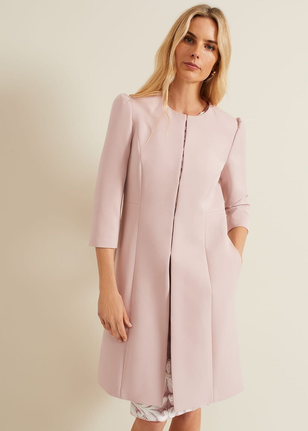 Venita Bow Long Jacket Antique Rose