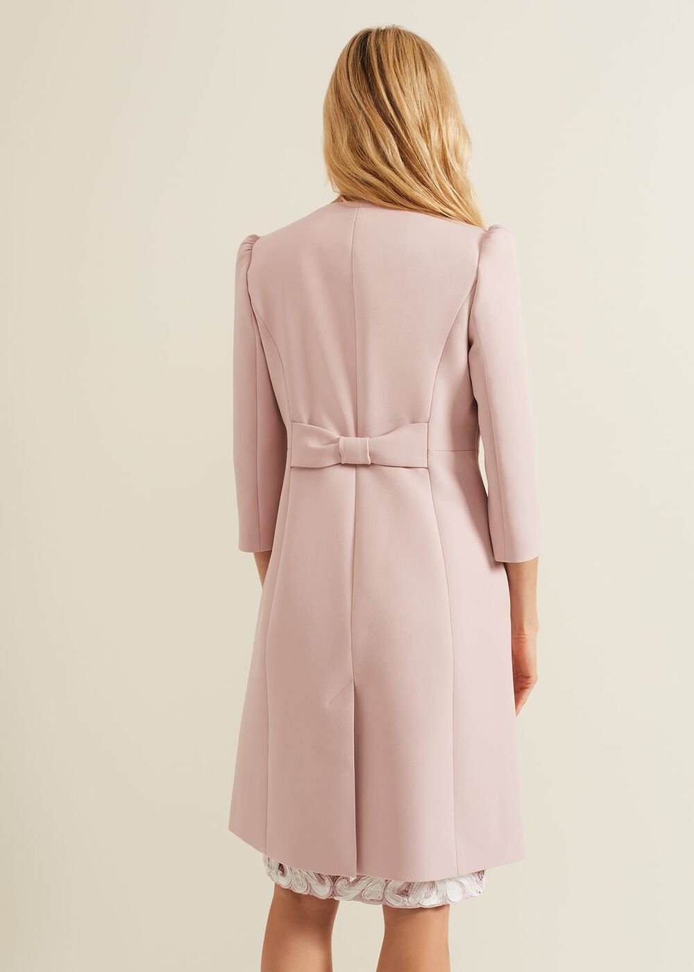 Venita Bow Long Jacket Antique Rose