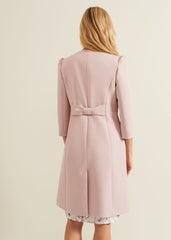 Venita Bow Long Jacket Antique Rose
