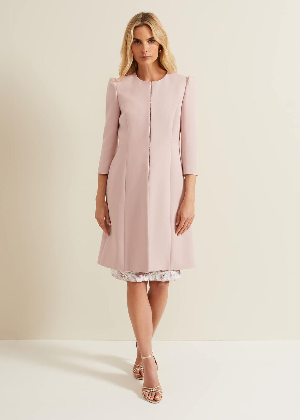 Venita Bow Long Jacket Antique Rose