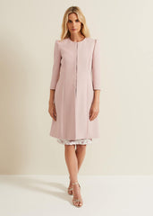 Venita Bow Long Jacket Antique Rose