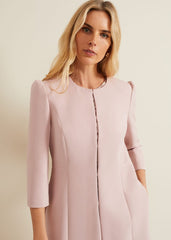 Venita Bow Long Jacket Antique Rose