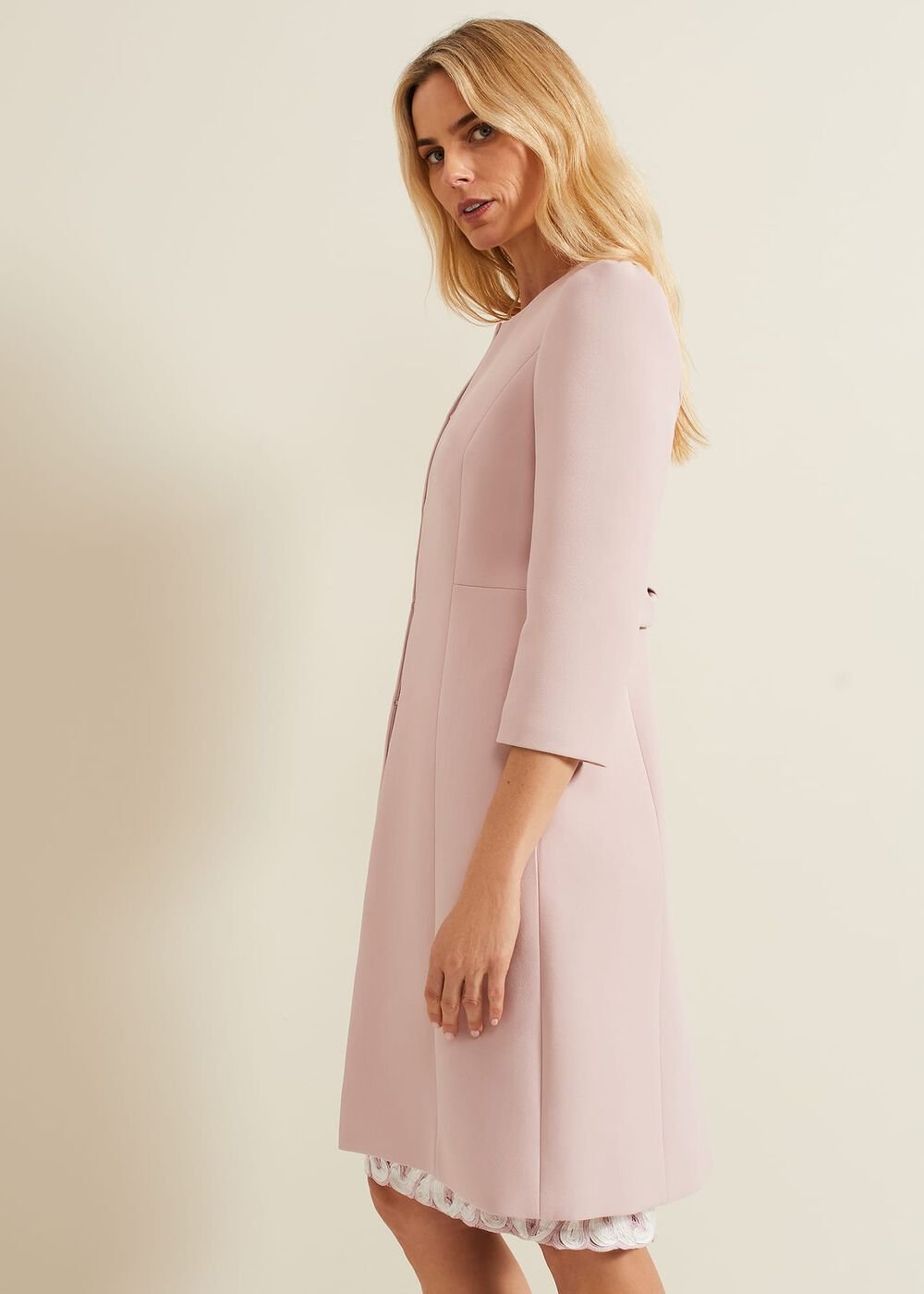 Venita Bow Long Jacket Antique Rose
