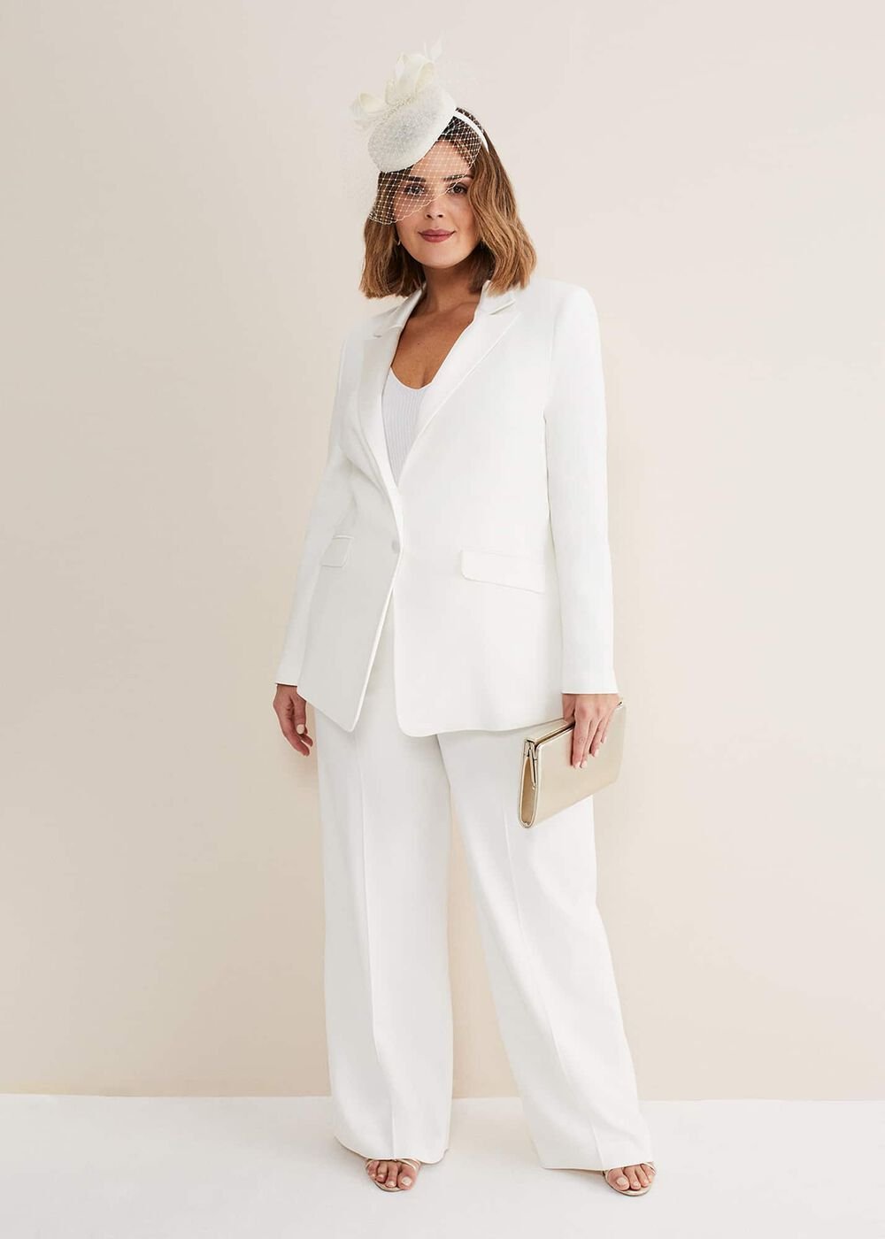 Beatriz White Satin Bridal Blazer Ivory