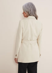 Inessa Linen Belted Blazer Stone
