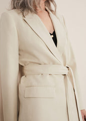 Inessa Linen Belted Blazer Stone