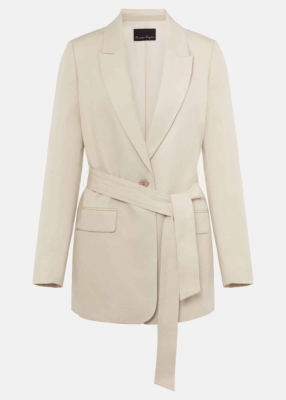 Inessa Linen Belted Blazer Stone