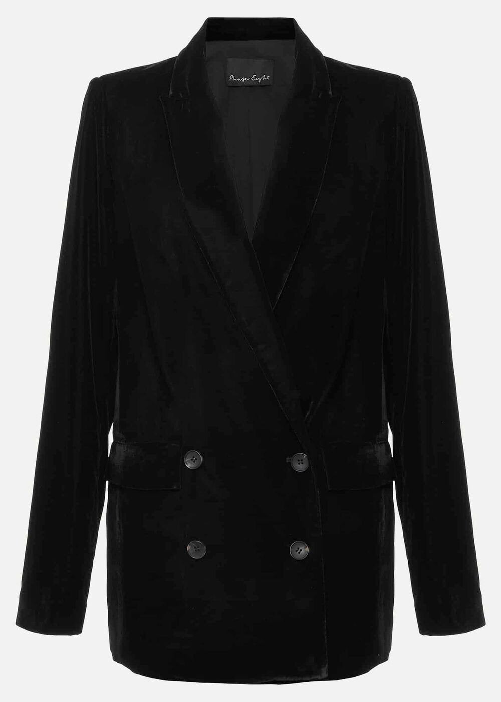 Avani Black Velvet Blazer Black