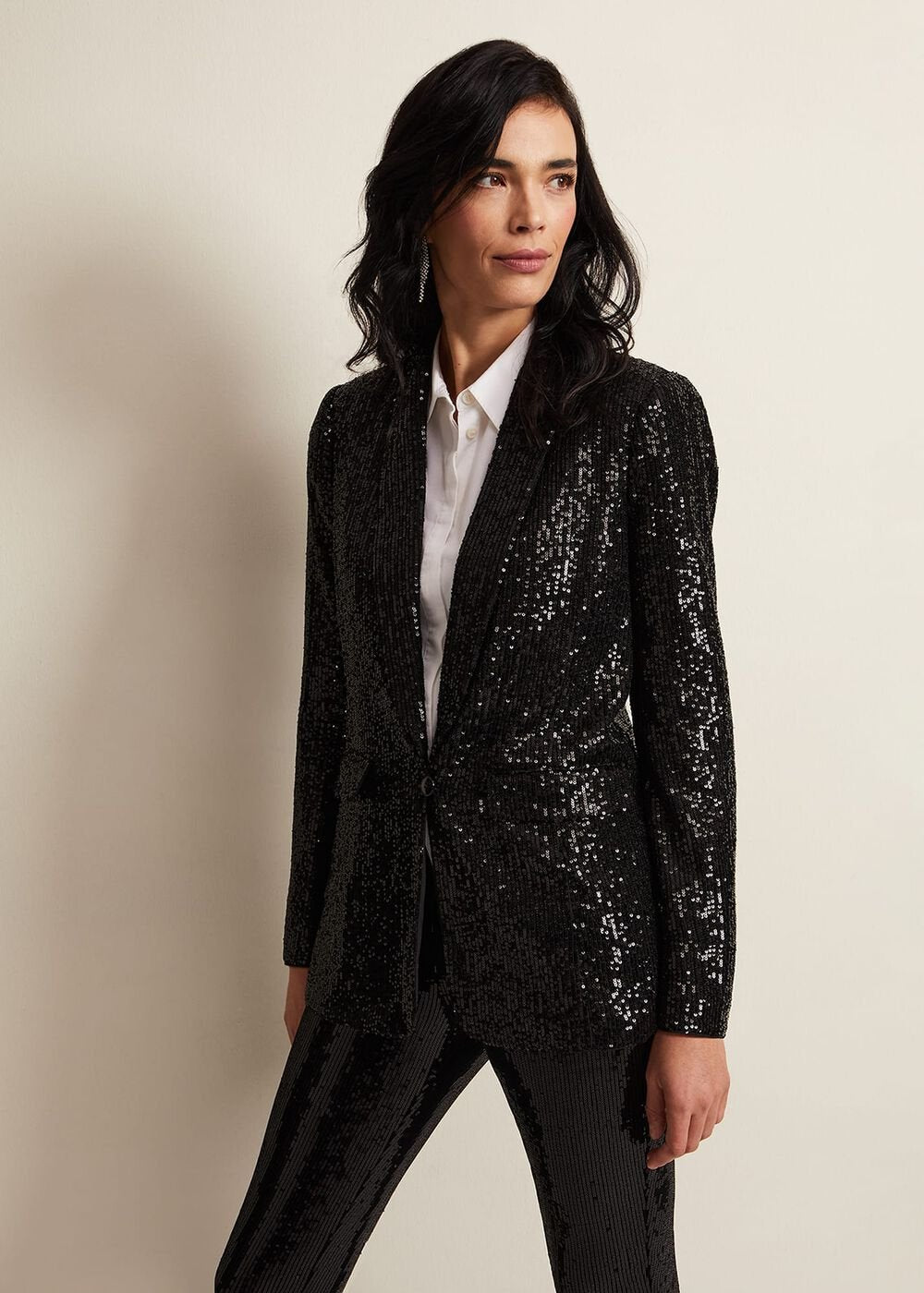 Ameera Sequin Soft Blazer Black