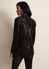 Ameera Sequin Soft Blazer Black