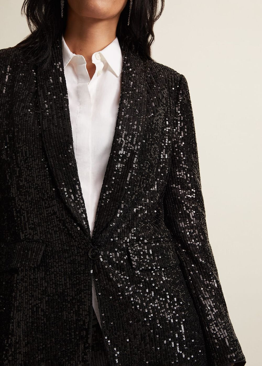 Ameera Sequin Soft Blazer Black