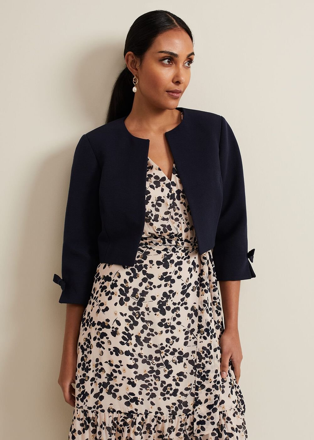Petite Zoelle Bow Jacket Navy