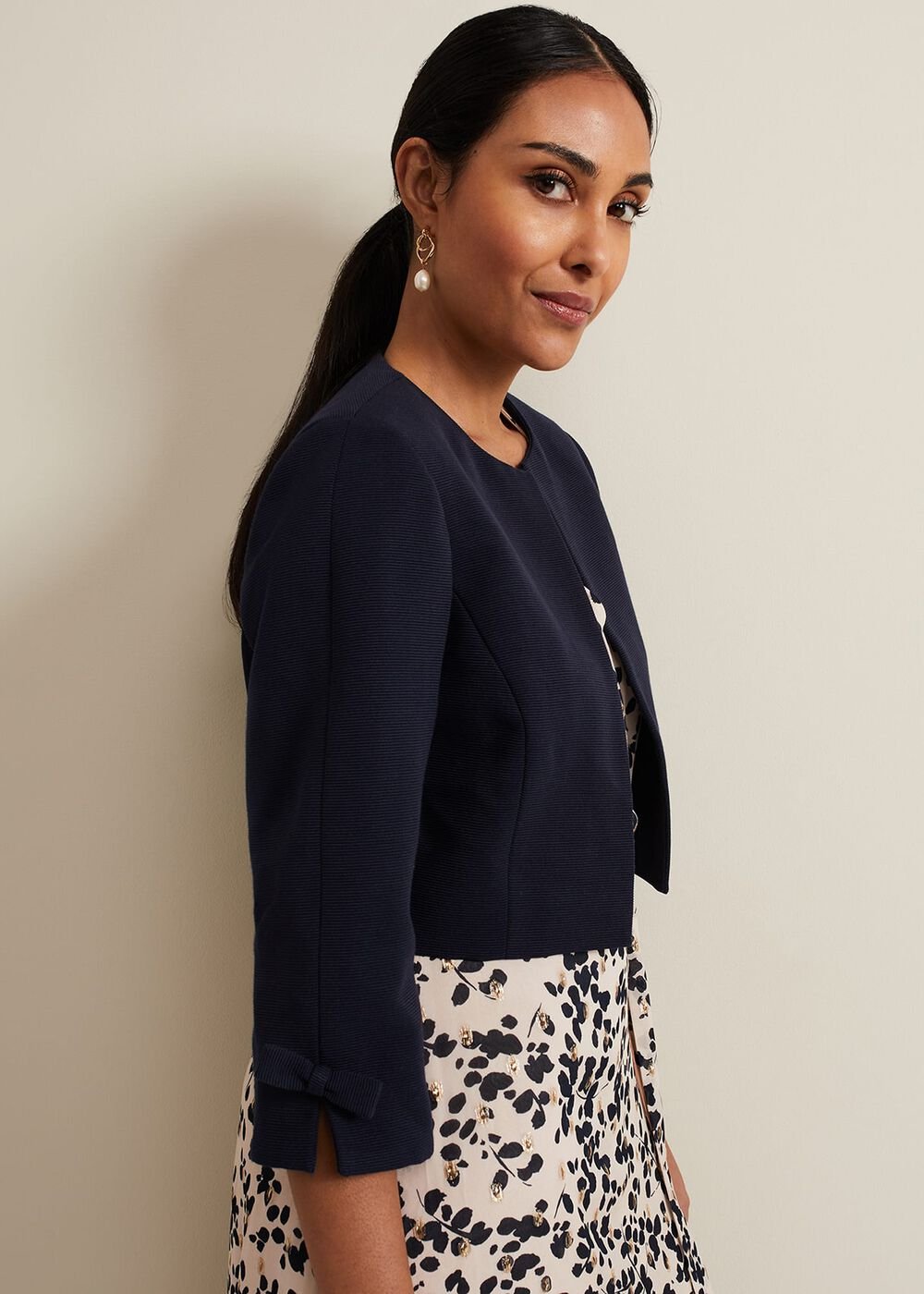 Petite Zoelle Bow Jacket Navy