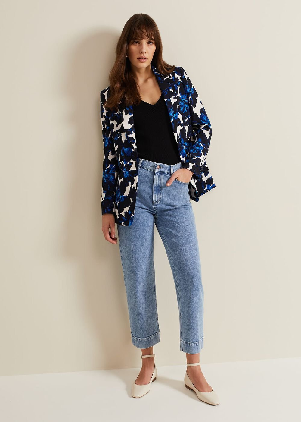 Caddie Floral Suit Jacket Blue