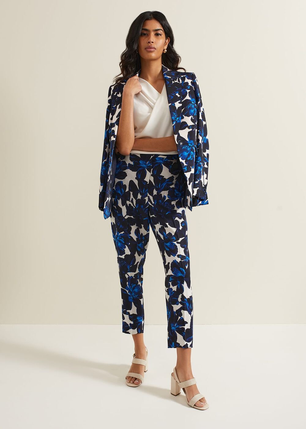 Caddie Floral Suit Jacket Blue