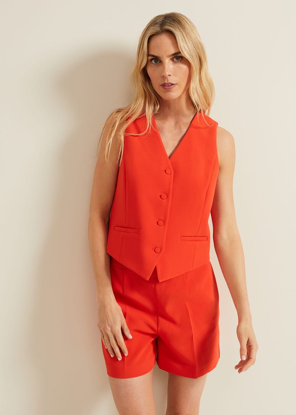 Aubrina Red Waistcoat Red