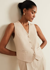 Addison Linen Waistcoat Stone
