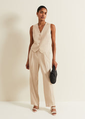 Addison Linen Waistcoat Stone