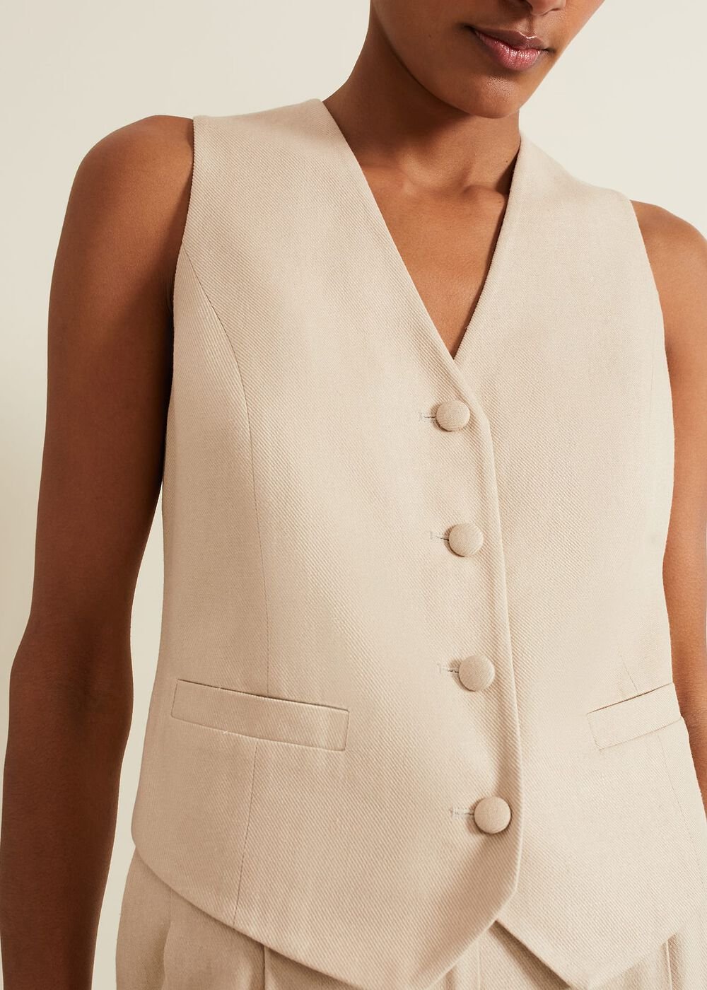 Addison Linen Waistcoat Stone