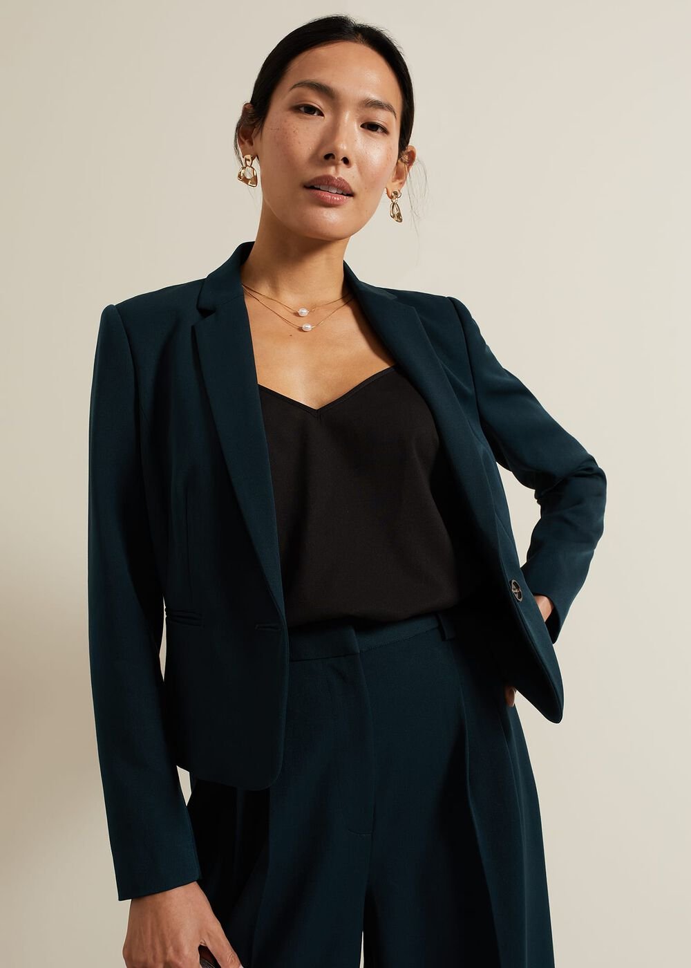 Arabella Crop Blazer Green