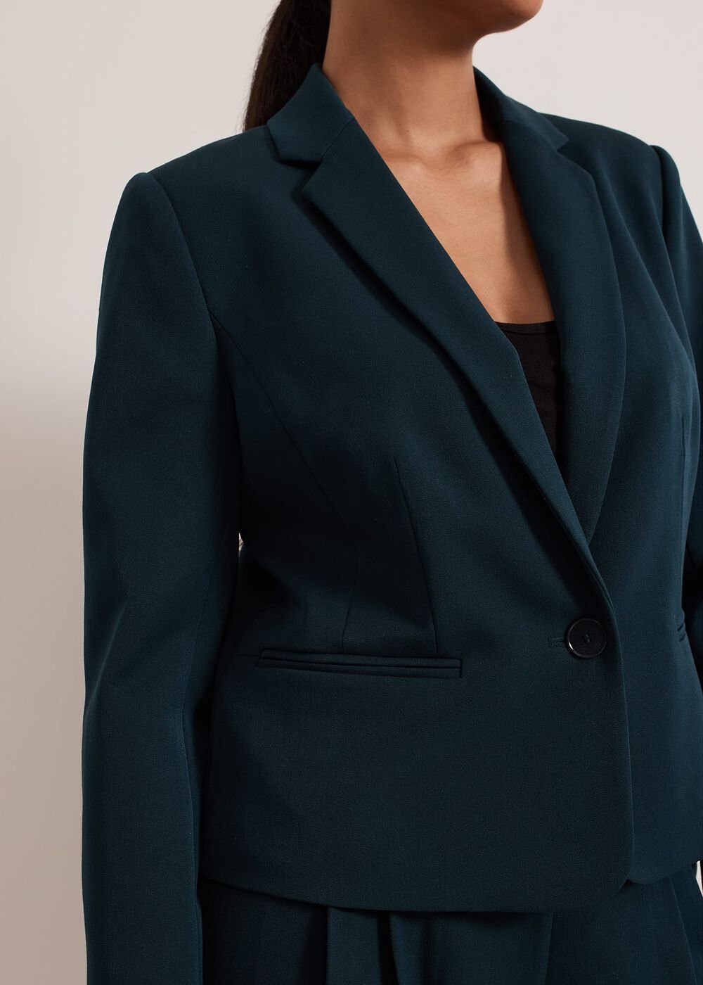 Petite Arabella Crop Blazer Green