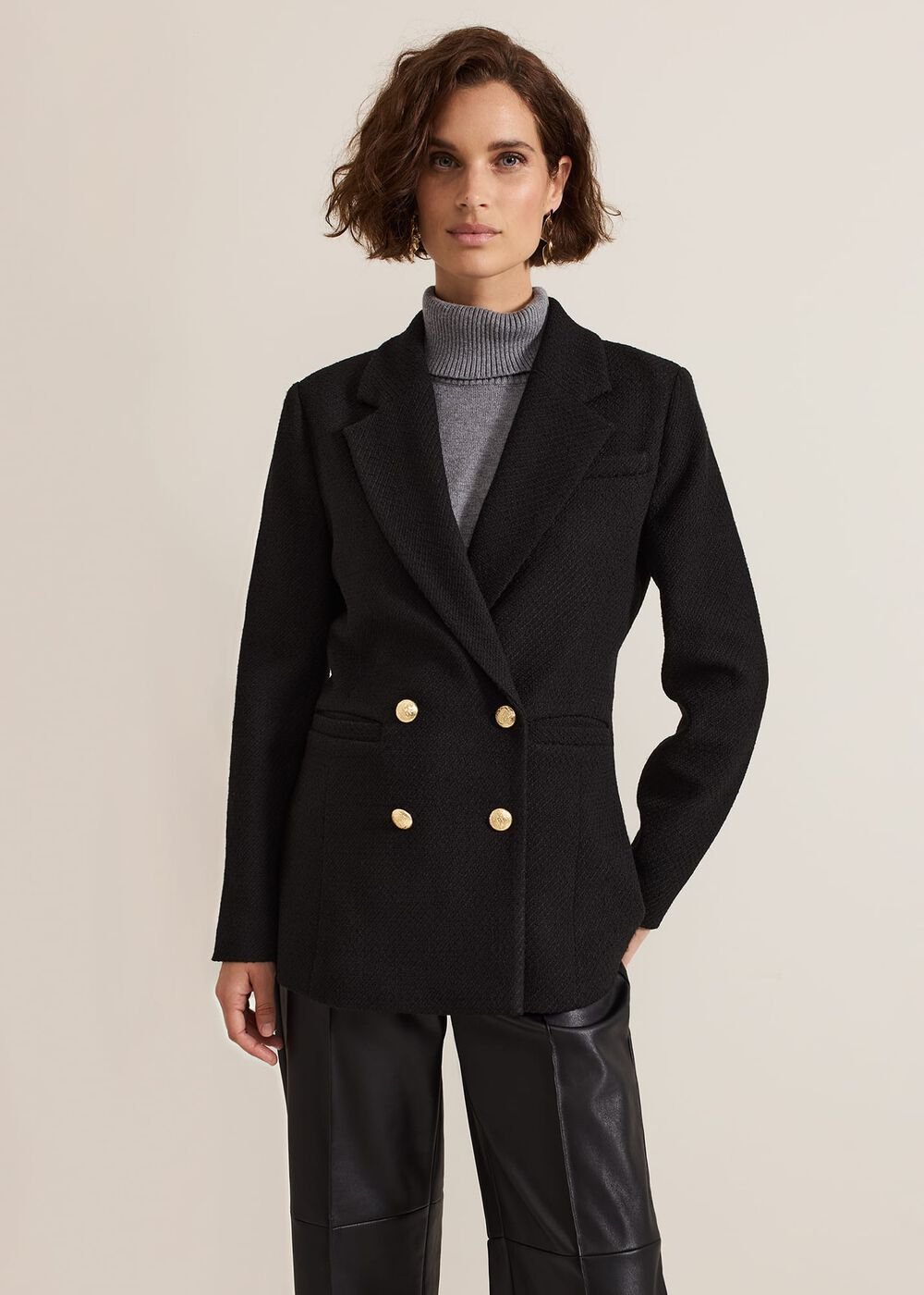 Kiana Boucle Longline Blazer Black