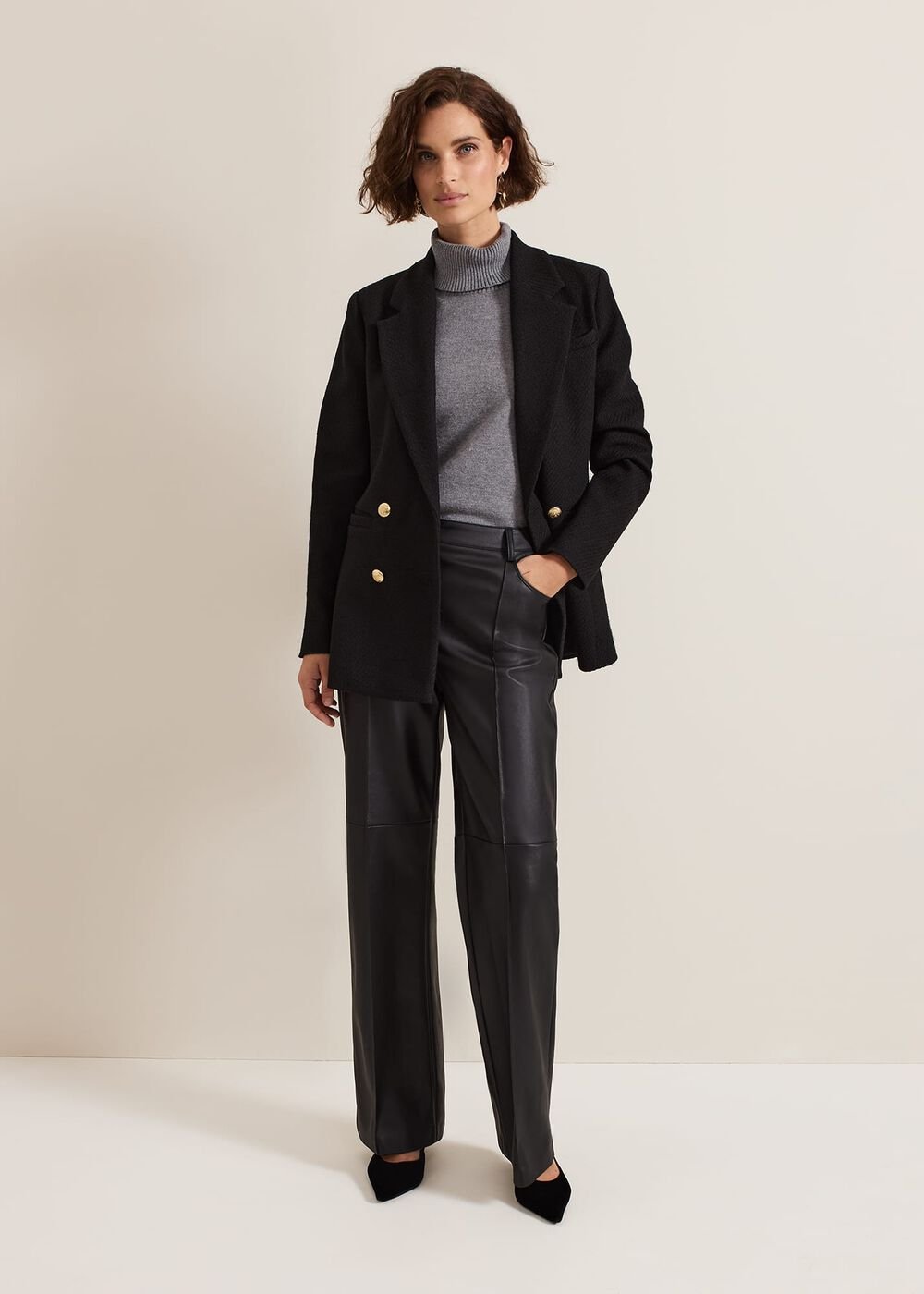 Kiana Boucle Longline Blazer Black