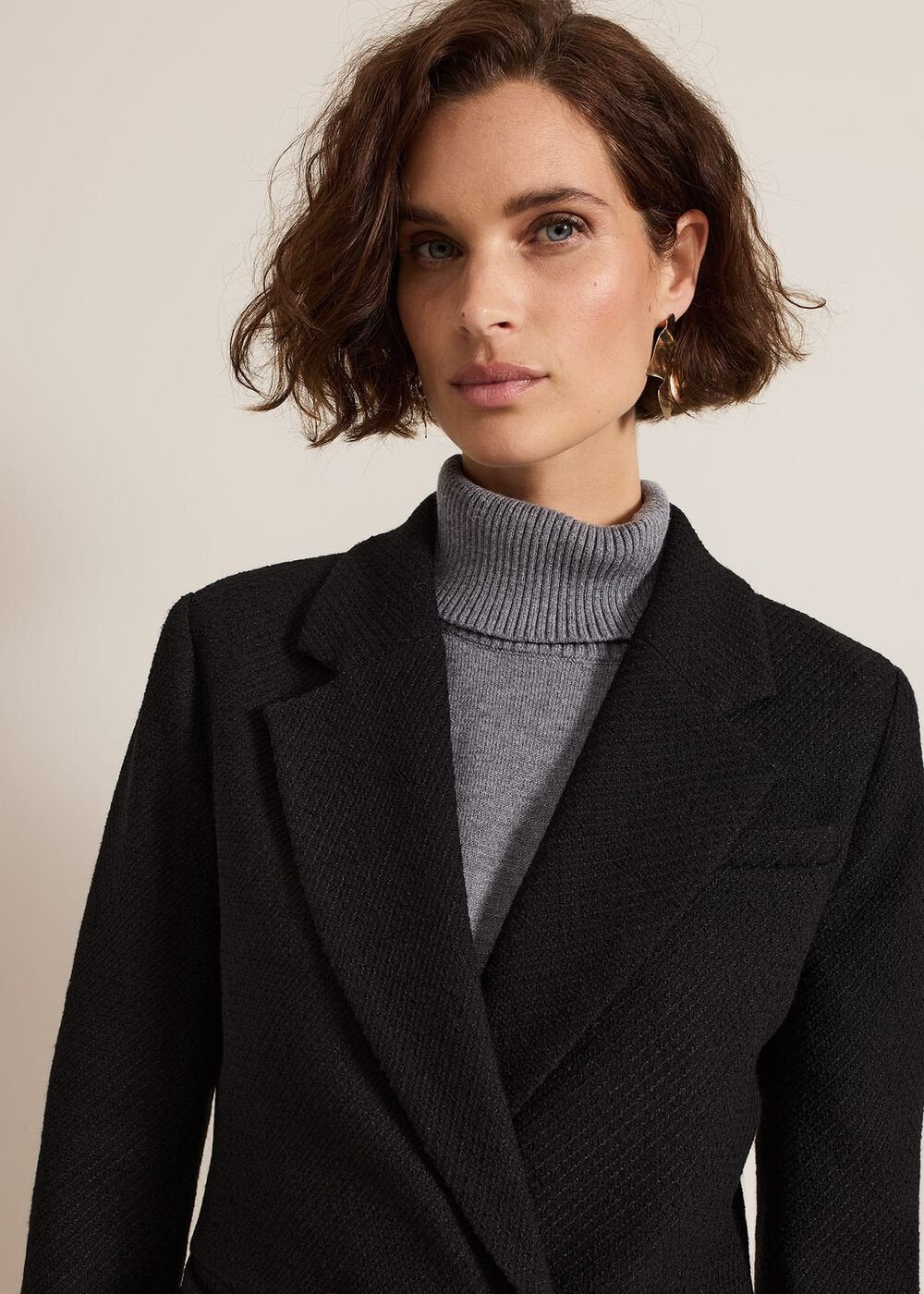 Kiana Boucle Longline Blazer Black