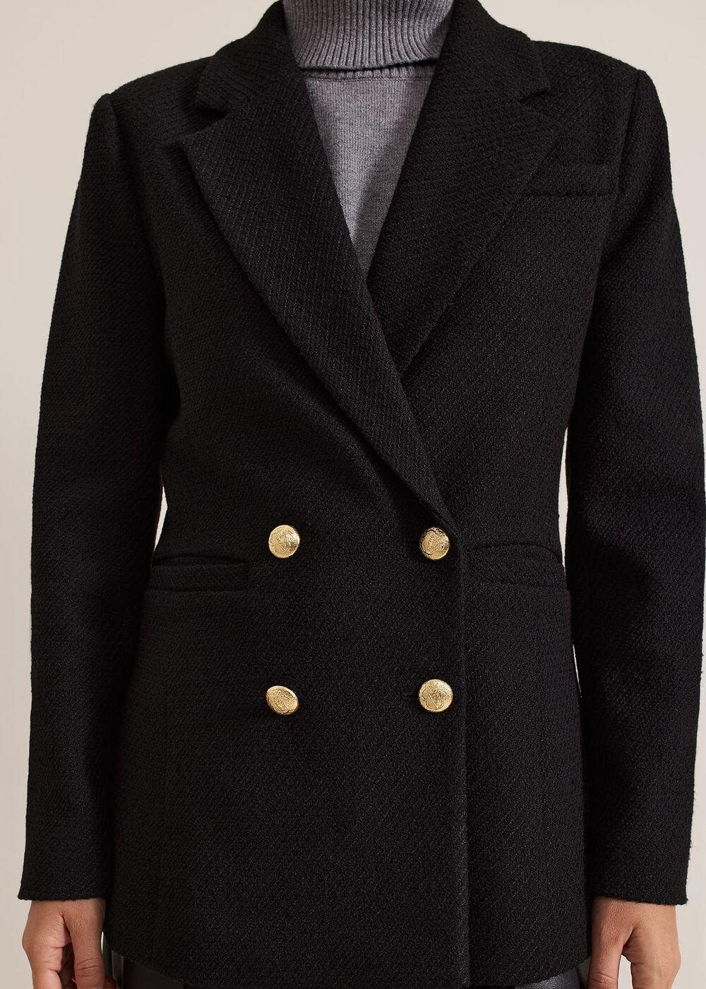 Kiana Boucle Longline Blazer Black