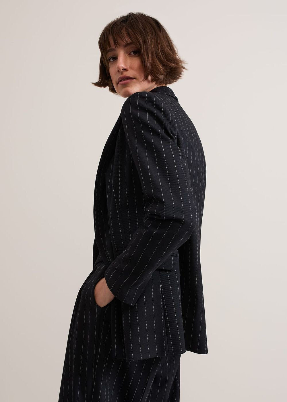Pia Pinstripe Blazer Navy