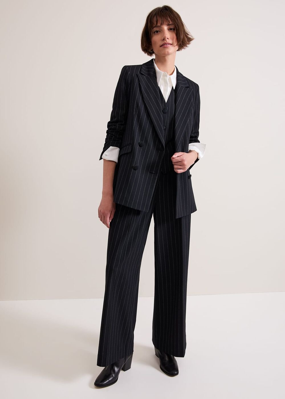 Pia Pinstripe Blazer Navy