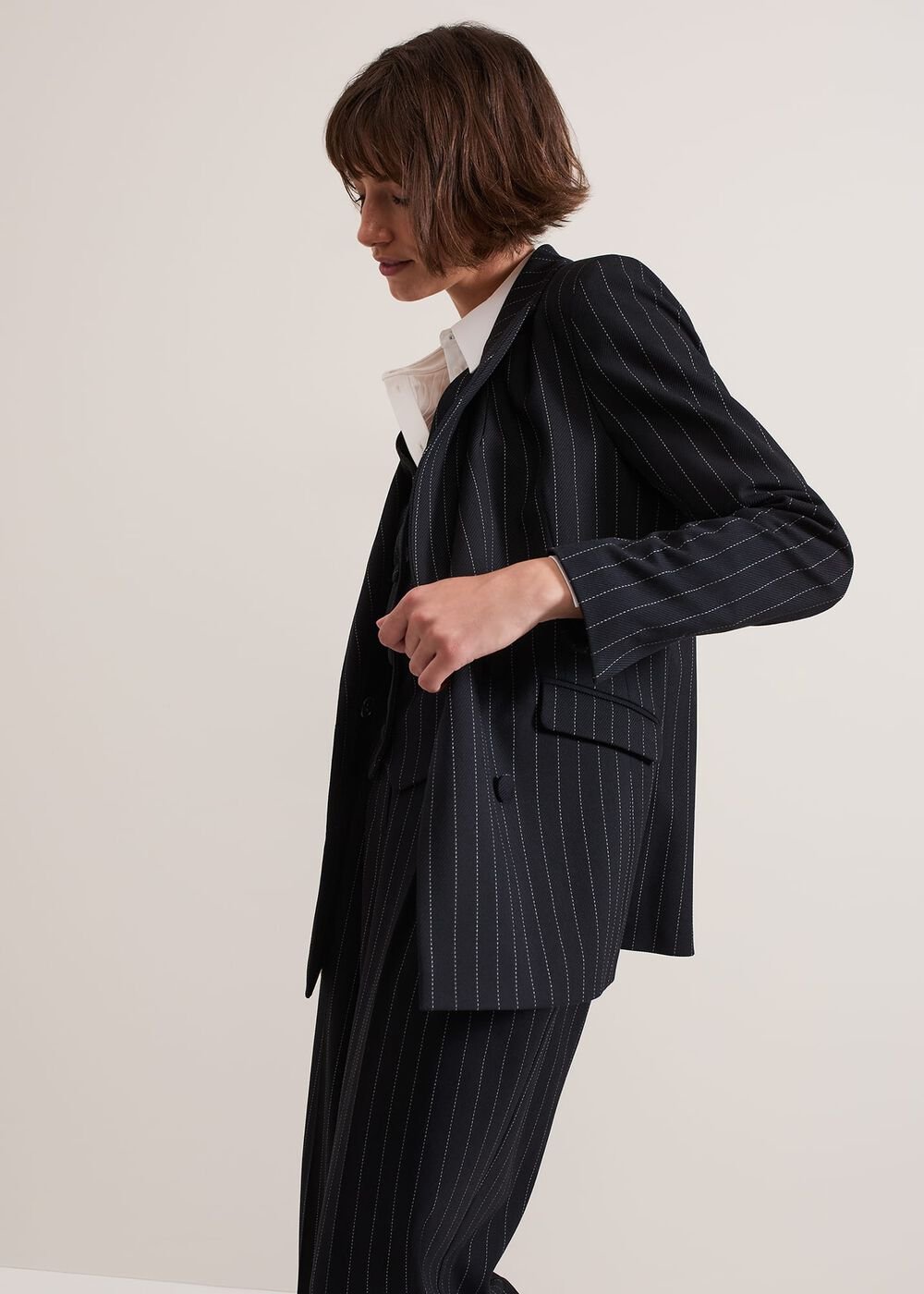 Pia Pinstripe Blazer Navy