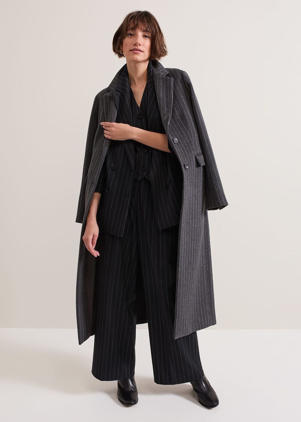 Pia Pinstripe Waistcoat Navy