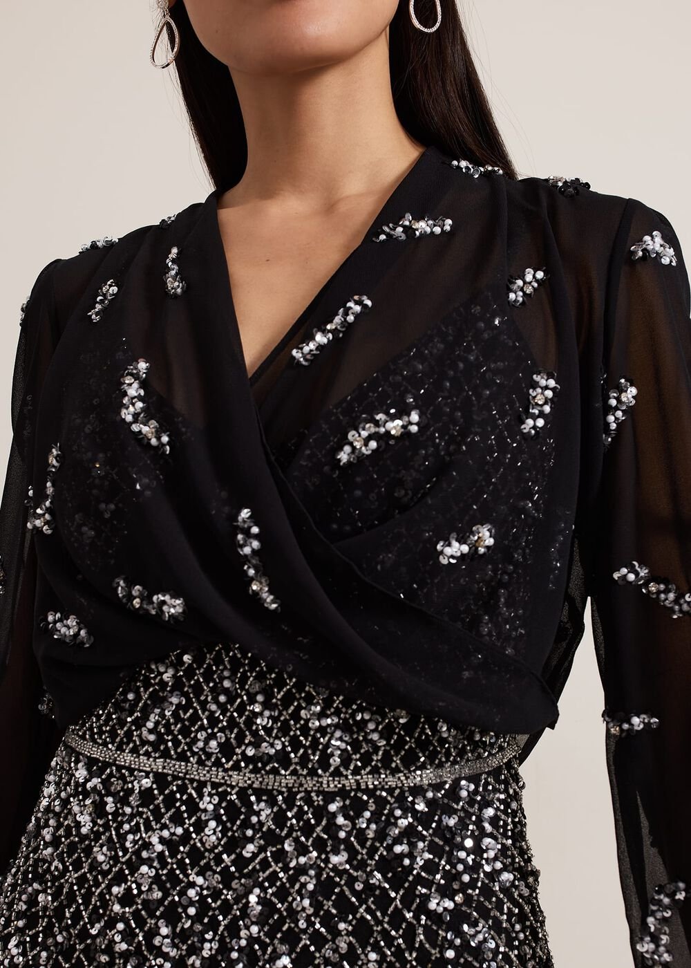 Annette Sequin Embellished Cover Up Black