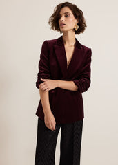Bridie Wine Velvet Blazer Burgundy