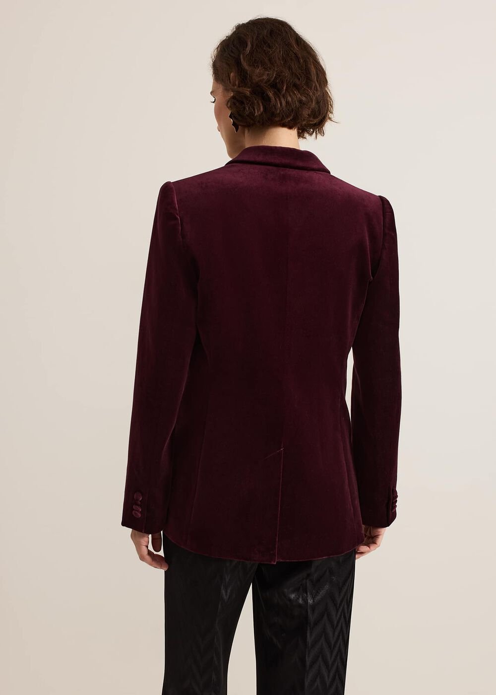 Bridie Wine Velvet Blazer Burgundy