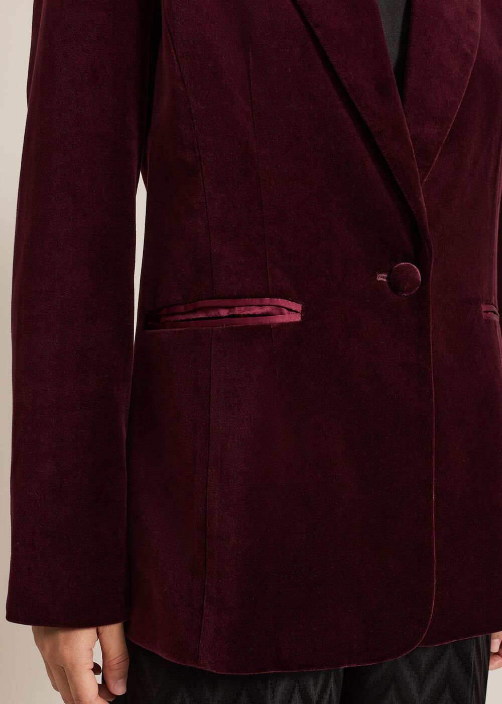 Bridie Wine Velvet Blazer Burgundy