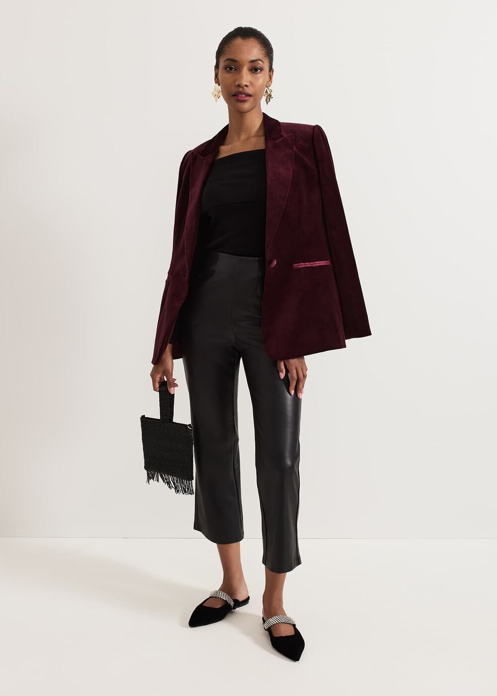 Bridie Wine Velvet Blazer Burgundy