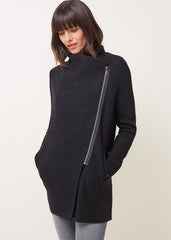 Byanca Zip Knit Coat Black