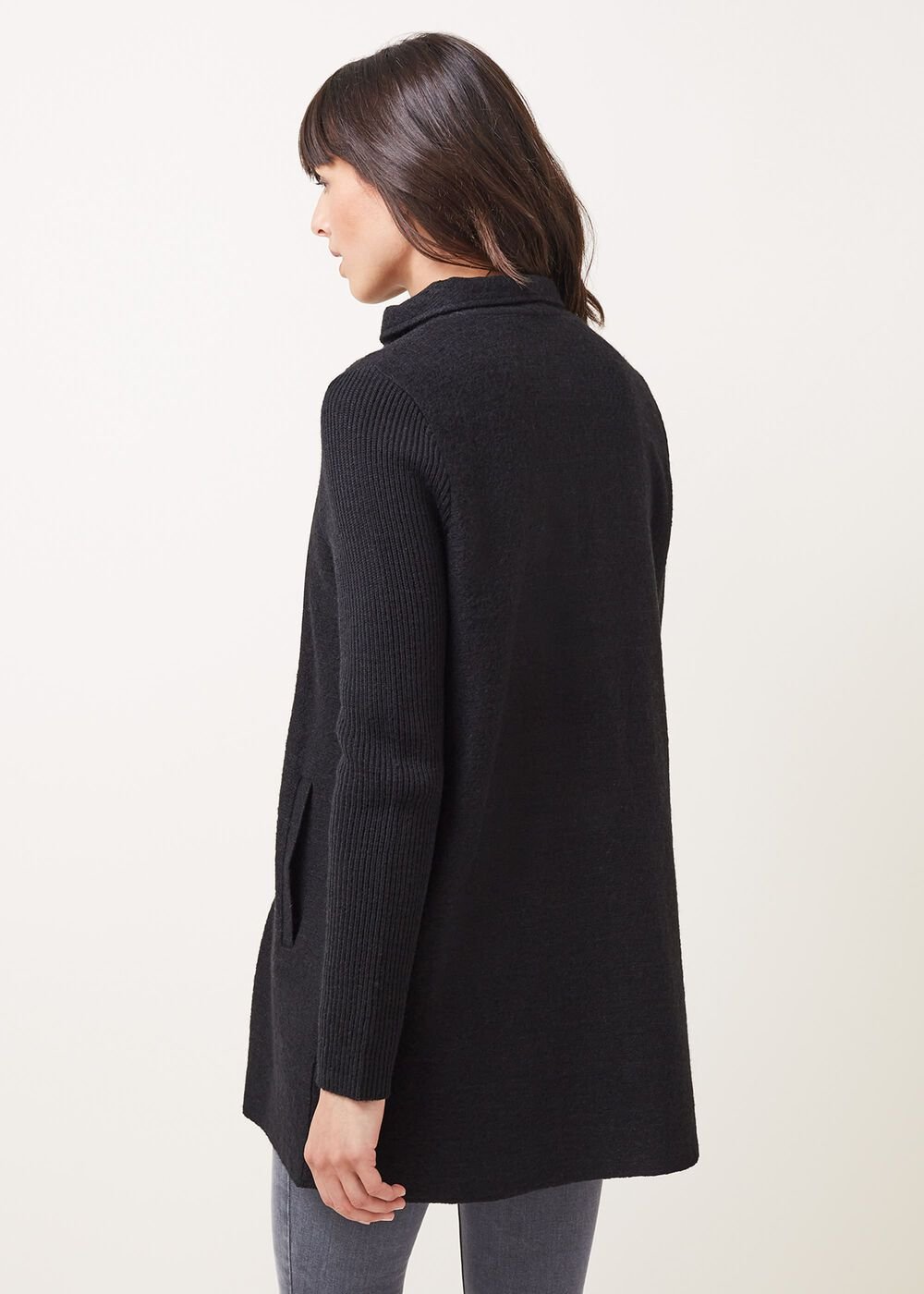 Byanca Zip Knit Coat Black