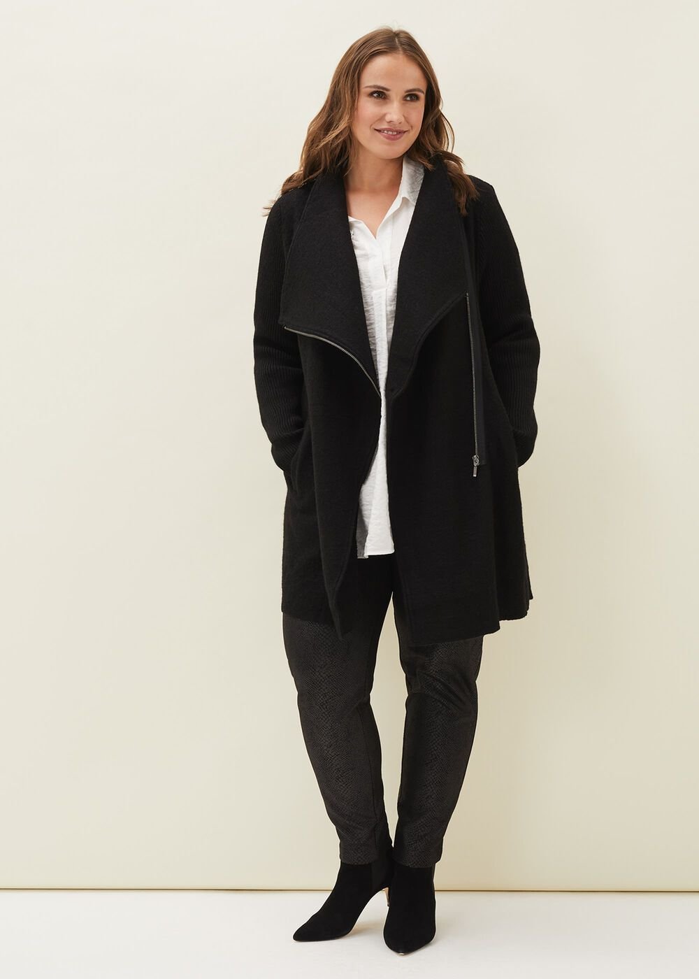 Byanca Zip Knit Coat Black