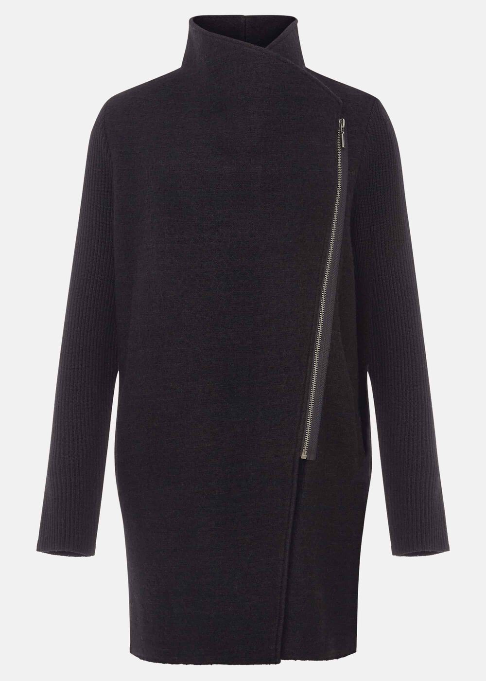 Byanca Zip Knit Coat Black