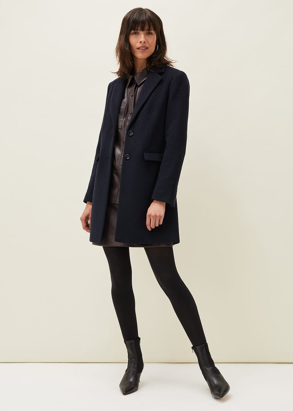 Lydia Red Wool Smart Coat Navy
