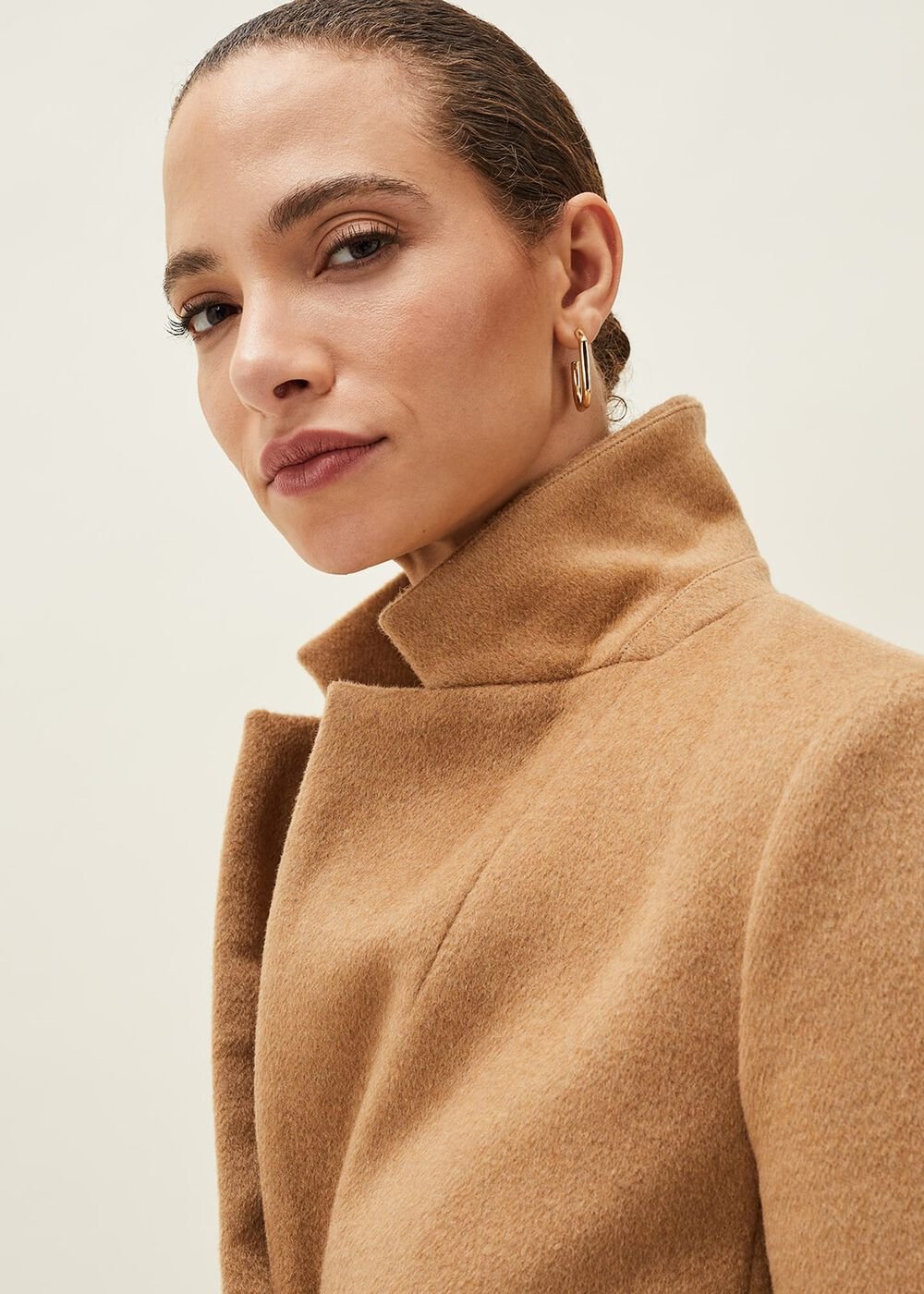 Lydia Red Wool Smart Coat Camel