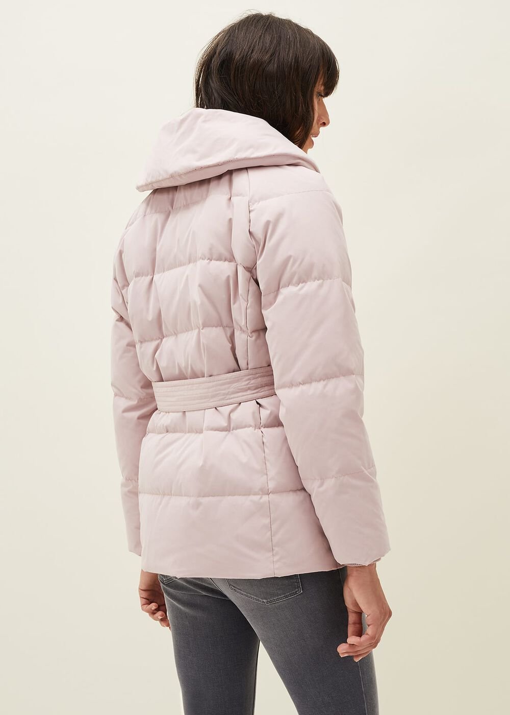 Kyra Short Wrap Puffer Coat Pale Pink