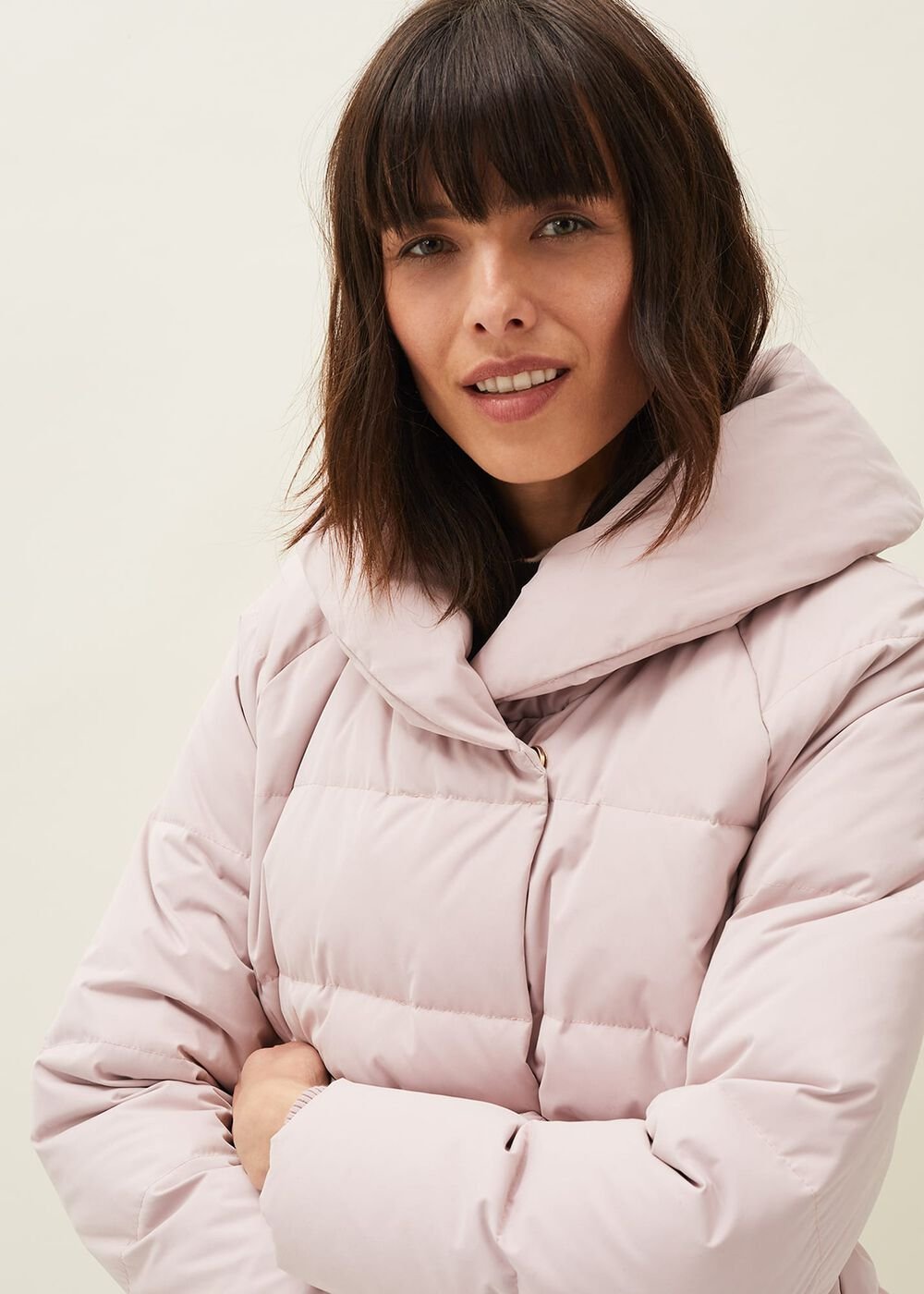 Kyra Short Wrap Puffer Coat Pale Pink