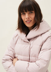 Kyra Short Wrap Puffer Coat Pale Pink