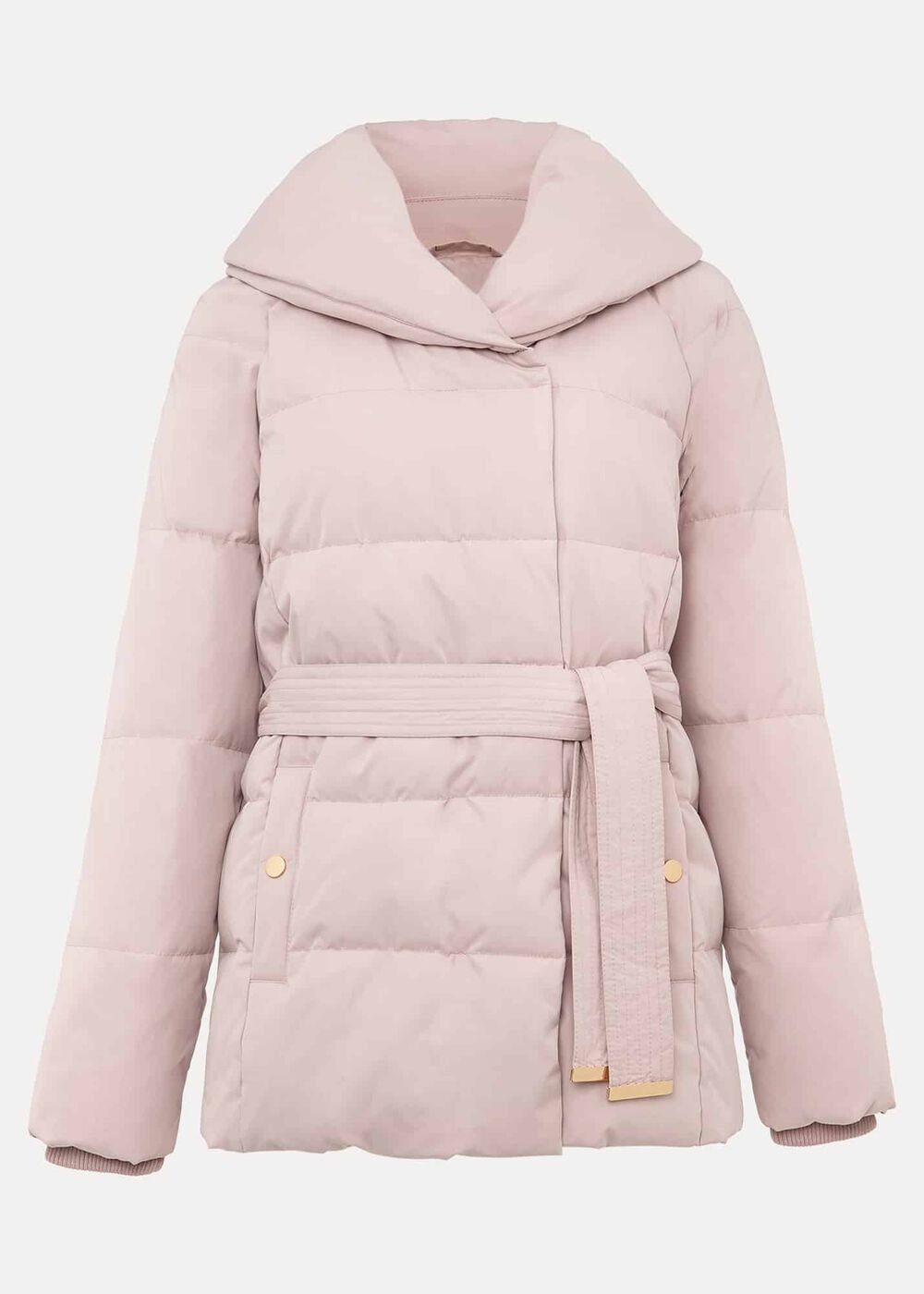 Kyra Short Wrap Puffer Coat Pale Pink