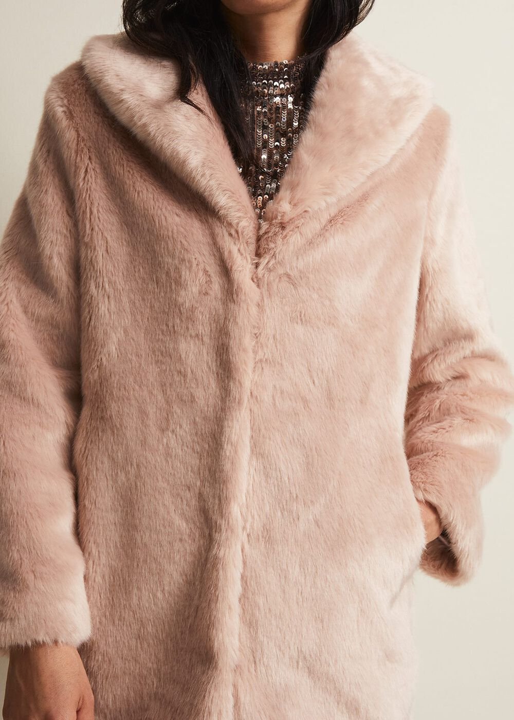 Meg Faux Fur Coat Luxe Pink