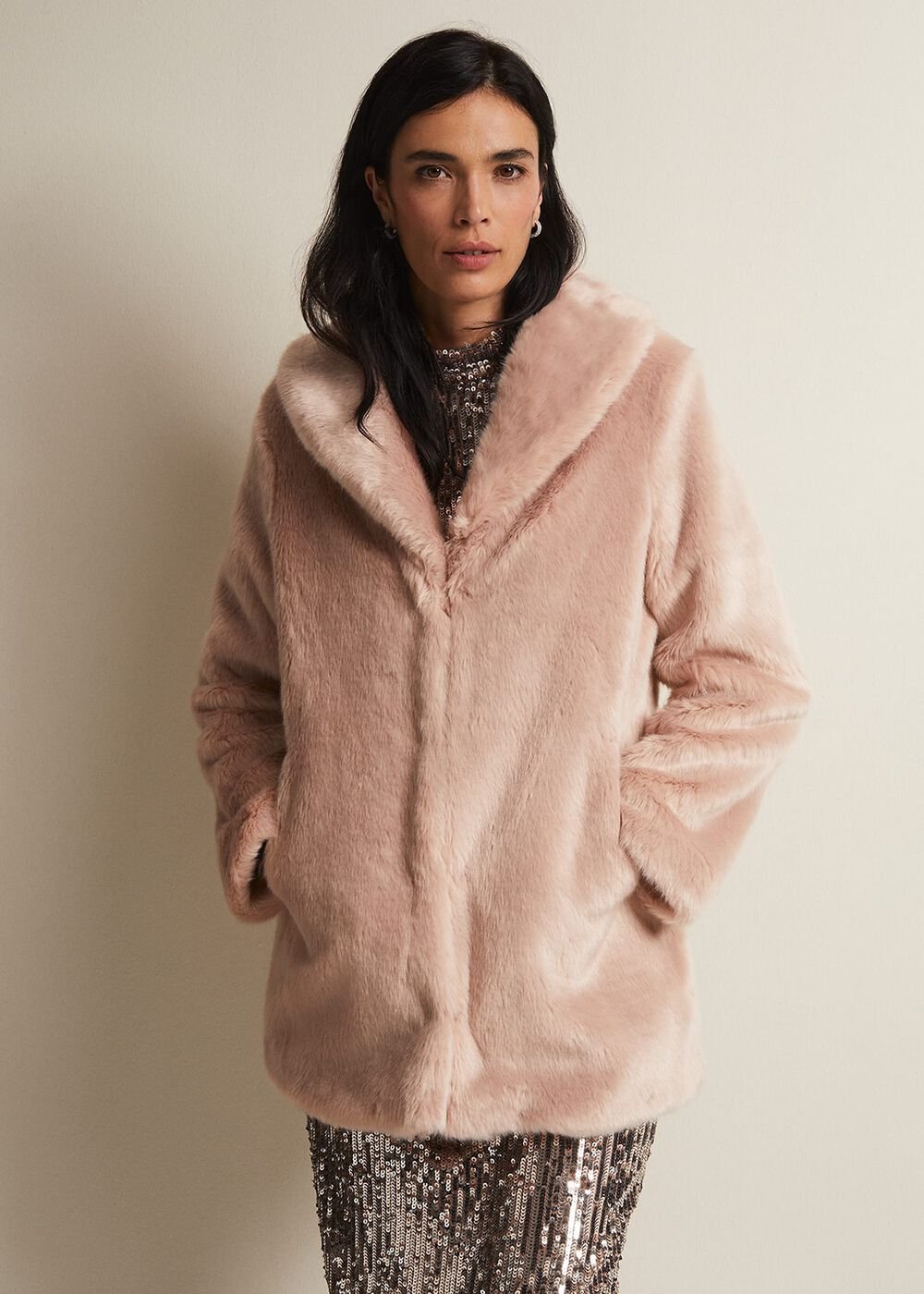 Meg Faux Fur Coat Luxe Pink